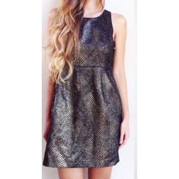 JACK BY BB DAKOTA Women's Metallic Snake print metal bronze Dress Size 6 - Picture 8 of 16